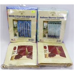 LOT OF 4 SHOWER CURTAINS