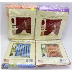 LOT OF 4 SHOWER CURTAINS
