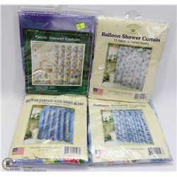 LOT OF 4 SHOWER CURTAINS
