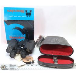 VINTAGE BINOCULARS WITH BOX AND CART CASE