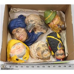 COLLECTION OF WALL-MOUNT PLASTER FACES -