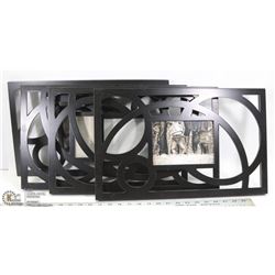 FOUR BLACK METAL WALL HANGING DECORATIVE PICTURE