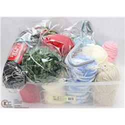 BIN OR ASSORTED YARNS, VARIOUS COLORS