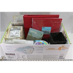 BOX OF CRAFT ITEMS INCL NEW STAMPIN'UP SCRAP BOOK