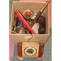 ESTATE BOX WITH BRASS HANDLE CANE