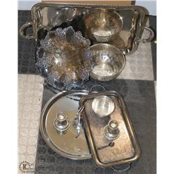 BOX OF ASSORTED SILVER PLATED SERVEWARE