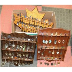 LOT OF 3 COLLECTOR SPOON RACKS WITH OVER 65