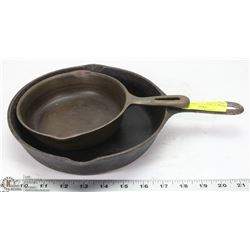 LOT OF TWO-6.5" &  9" CAST IRON FRYING PANS