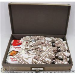 BOX OF NAPKINS AND COOKBOOKS