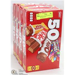 4 BOXES OF 50PACKS OF MINI SNACK SIZE CHOCOLATE
