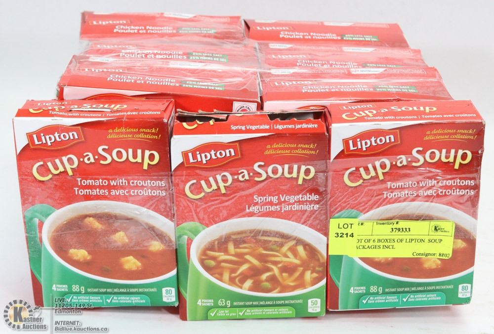 LOT OF 6 BOXES OF LIPTON SOUP PACKAGES INCL