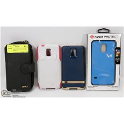4 CELL PHONE CASES AND COVERS , I NEW, 1 WALLET