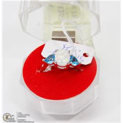 #53- AUSTRALIAN TRIPLE FIRE OPAL & TOPAZ RING