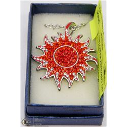 CRYSTAL SUNFLOWER PENDANT ON 20" SILVER CHAIN