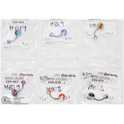 6 NEW BODY JEWELRY, MEDICAL GRADE STAINLESS