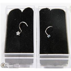 2  NEW STRAIGHT NOSE HOOKS 14K WHITE GOLD WITH
