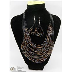 LAYERED BEADED NECKLACE & EARRING SET