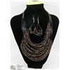 Image 1 : LAYERED BEADED NECKLACE & EARRING SET