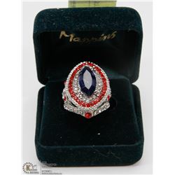 VINTAGE STYLE SILVER TONE BLUE CRYSTAL