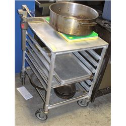 6 SLOT SERVICE CART W/ CAN OPENER & BUN PANS