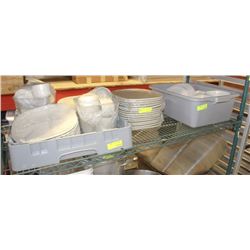 SHELF OF ASSORTED WHITE DINNERWARE