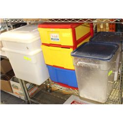 PLASTIC SHELVING & TOTES, STORAGE/INDGREDIENT BINS