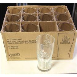 CASE OF 12 MOLSON CANADIAN 20 OZ GLASSES