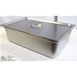 ME#11) S/S FOOD PAN FULL SIZE 6" DEEP WITH LID