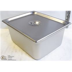 ME#10) S/S FOOD PAN HALF SIZE 6" DEEP WITH LID