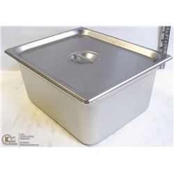 ME#10) S/S FOOD PAN HALF SIZE 6" DEEP WITH LID