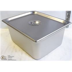 ME#10) S/S FOOD PAN HALF SIZE 6" DEEP WITH LID