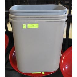 LOT OF 3 TAN COMMERCIAL WASTE BINS