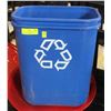 Image 1 : LOT OF 2 TAN COMMERCIAL BLUE RECYCLE WASTE BINS