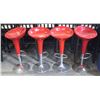 Image 1 : LOT OF 4 RED & SILVER BAR STOOLS WITH FOOT RESTS