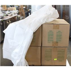 4 BOXES OF WHITE LONGSLEEVED DISPOSABLE LAB COATS
