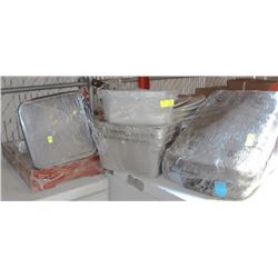 MISC. LOT OF PLASTIC/SS INSERTS, LASGANA DISHES,