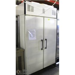 WHITE 2 DOOR FOSTER COOLER W/ BAKER RACK BUILT