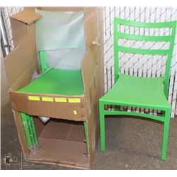 ON CHOICE:6 NEW GREEN PATIO CHAIRS