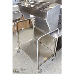 STAINLESS STEEL MOBILE TRAY / SILVERWARE CART