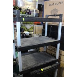 3-TIER BLACK RUBBERMAID MOBILE PLASTIC UTILITYCART