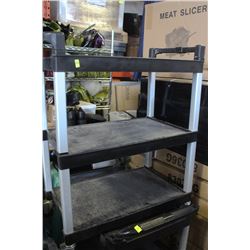 3-TIER BLACK RUBBERMAID MOBILE PLASTIC UTILITYCART