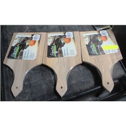 3 SIGNATURE WOODEN CUTTING BOARDS W/ HANDLE-NEW