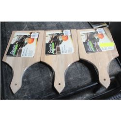 3 SIGNATURE WOODEN CUTTING BOARDS W/ HANDLE-NEW