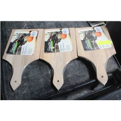 3 SIGNATURE WOODEN CUTTING BOARDS W/ HANDLE-NEW