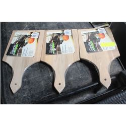 3 SIGNATURE WOODEN CUTTING BOARDS W/ HANDLE-NEW