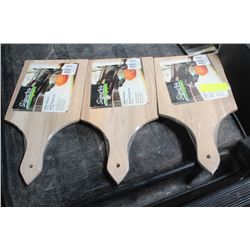 3 SIGNATURE WOODEN CUTTING BOARDS W/ HANDLE-NEW