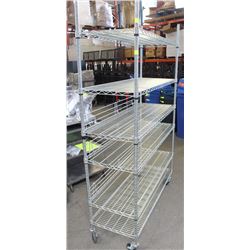 6 SHELF CHROME RACK ON CASTORS