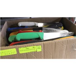 BOX OF USED SHARPENED KNIVES