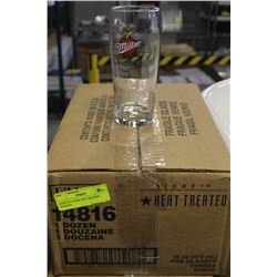 CASE OF 12 NEW MILLER GENUINE DRAFT BEER GLASSES