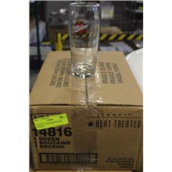 CASE OF 12 NEW MILLER GENUINE DRAFT BEER GLASSES
